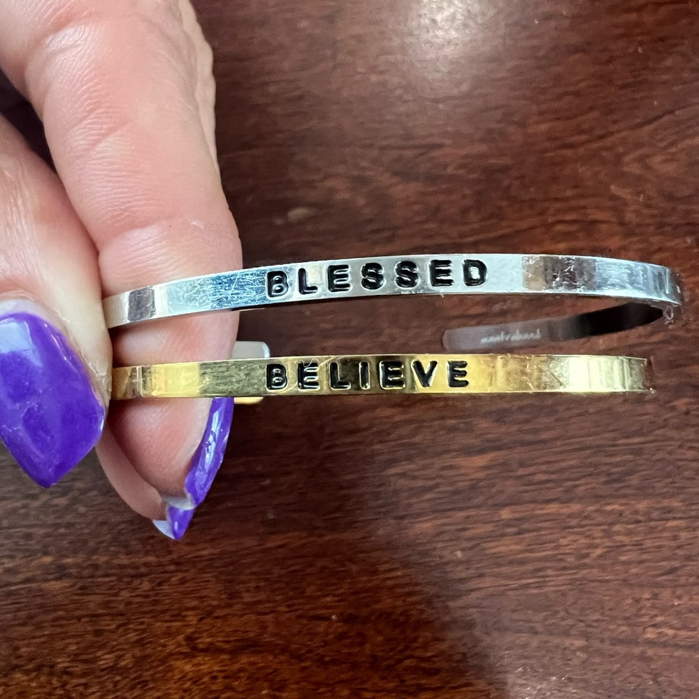 Inspirational Silver and Gold Cuff Bracelets Set